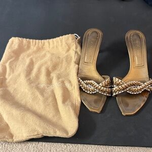 Sergio Rossi Gold Beaded Sandals